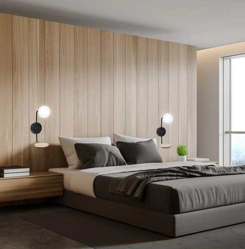 Kinkiet ścienny Ponio nowoczesny czarny z białym kloszem do salonu i sypialni 35 cm