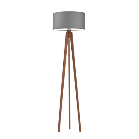 Lampa podłogowa MIAMI abażur szary stalowy stelaż mahoniowy