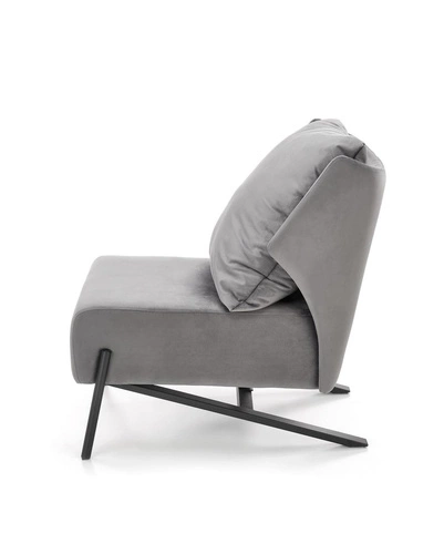 Fotel wypoczynkowy Varis szary welur skandynawski do salonu Intesi elegancki i komfortowy