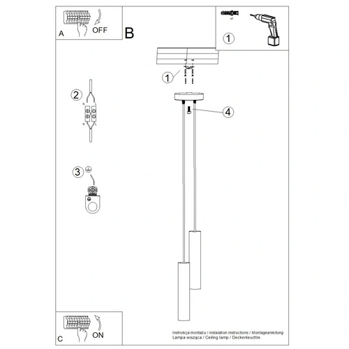 Lampa sufitowa LAGOS 2P biała nowoczesna do salonu i kuchni 2-punktowa