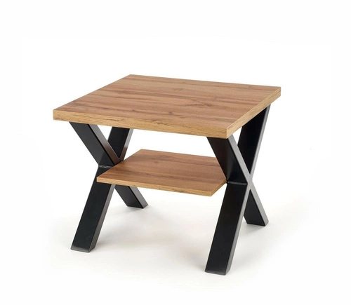 Stolik kawowy Venom S kwadratowy dębowy z półką nowoczesny loft do salonu Intesi 65x65 cm