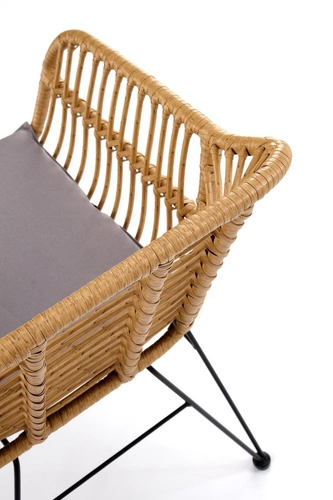 Krzesło rattanowe Pavarisa boho z podłokietnikami do jadalni i salonu naturalny Intesi