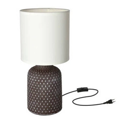 Lampka nocna do sypialni Iner brązowa ceramiczna z abażurem nowoczesna CANDELLUX 32 cm