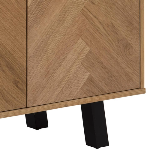 Komoda Brighton 150 cm dąb olejowany z frontem w jodełkę na nóżkach do salonu nowoczesna