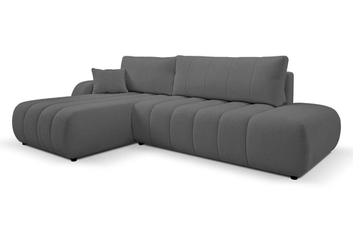 Narożnik z funkcją spania lewy Hobro szary nowoczesny do salonu z pojemnikiem Intesi