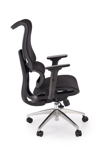 Ergonomiczny fotel biurowy Percas czarny siatkowy obrotowy z regulacją Intesi do biura