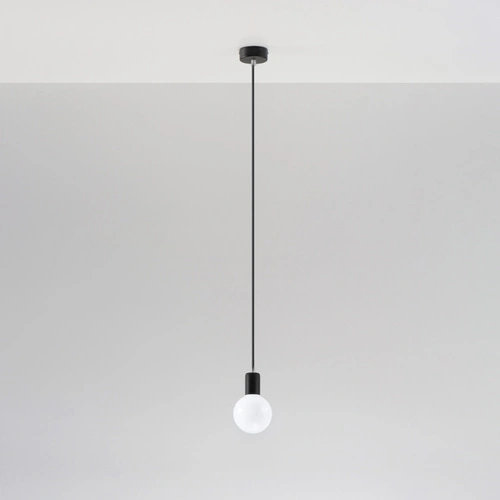 Lampa wisząca EDISON czarna nowoczesna pojedyncza do salonu i nad wyspę 106 cm