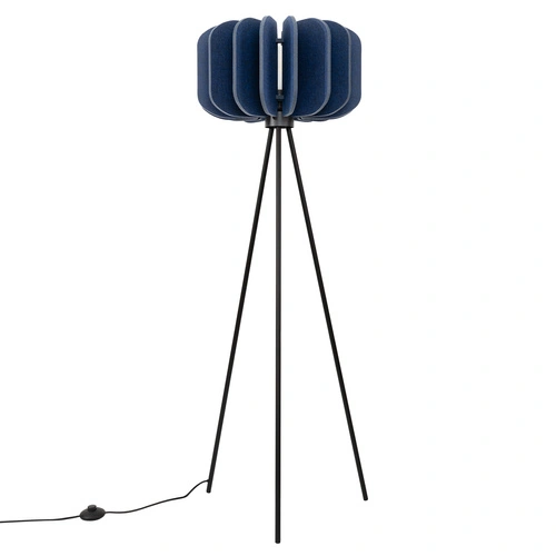 Lampa stojąca do salonu MULA 45 granatowa nowoczesna z filcowym abażurem 134 cm