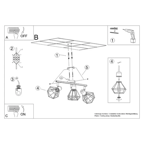 Nowoczesny plafon sufitowy ARTEMIS 3 czarny metalowy z ruchomym kloszem do salonu