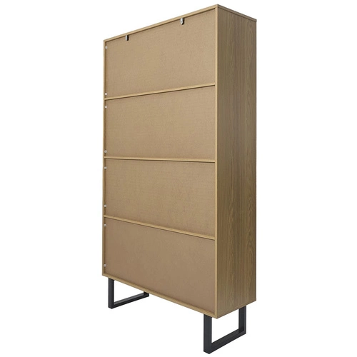 Regał na książki Calypso naturalny loftowy z szafką i półkami do salonu Intesi 180x100 cm