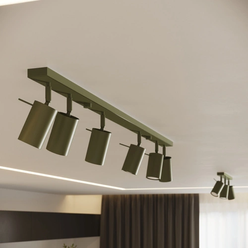 Plafon sufitowy RING 3L nowoczesny oliwkowy do salonu i sypialni ruchomy SOLLUX