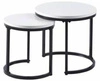Zestaw 2 okrągłych stolików kawowych Mirra biały loftowy do salonu z możliwością wsuwania