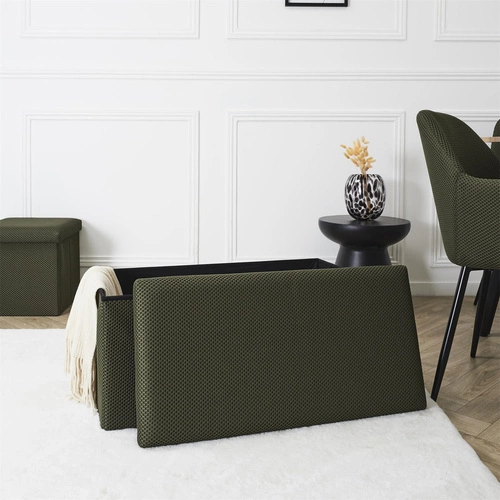 Pufa prostokątna ze schowkiem Velse Atom Intesi nowoczesna składana do przedpokoju khaki 76 cm