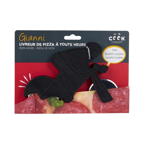 Intesi Kolarz czarny nóż do pizzy na rowerze metalowy, ostry