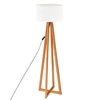 Lampa stojąca do salonu Molu Atmosphera biała drewniana skandynawska z abażurem 141 cm