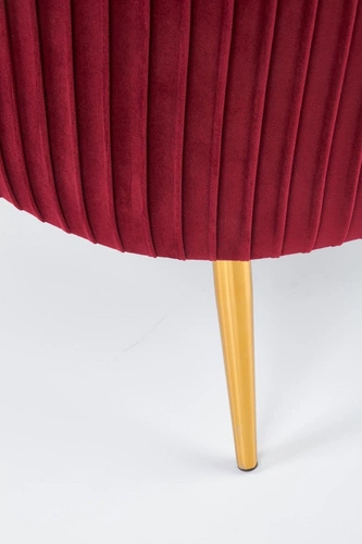 Fotel wypoczynkowy Dargo welurowy bordowy złoty nowoczesny do salonu Intesi