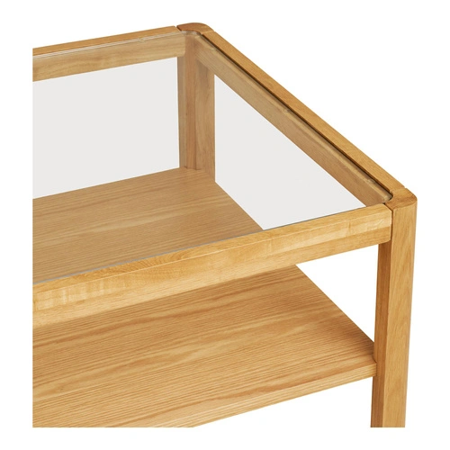 Stolik kawowy Lourmarin szklany prostokątny dębowy nowoczesny 110x60