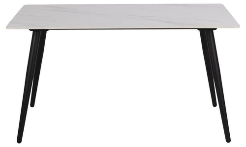 Stół do jadalni Wicklow 140x80 cm biały marmur nowoczesny ceramiczny na czarnych nogach Actona