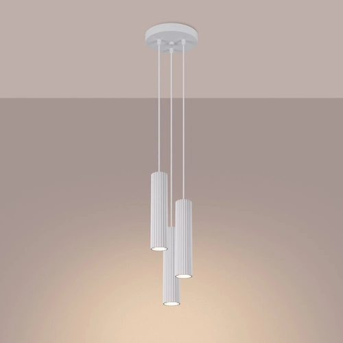 Lampa sufitowa wisząca Karbon 3P biała regulowana 3-punktowa do salonu i jadalni