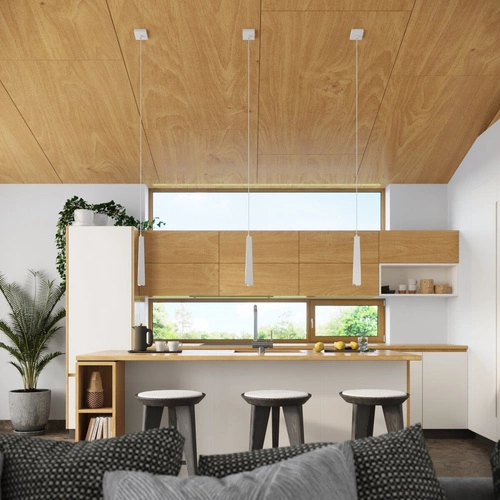 Lampa wisząca PRYSM 1 biała nowoczesna do salonu i kuchni stalowa pojedyncza 120 cm