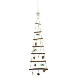 Dekoracja ścienna Choinka 88 cm zielona/drewniana