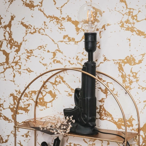 Lampka nocna Gun czarna nowoczesna ceramiczna do sypialni i salonu industrialny design 32cm