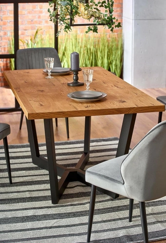 Stół rozkładany do jadalni Silva nowoczesny loft jasny dąb czarne nogi 160-250 cm Intesi