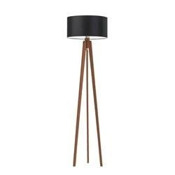 Lampa podłogowa MIAMI abażur czarny stelaż mahoniowy