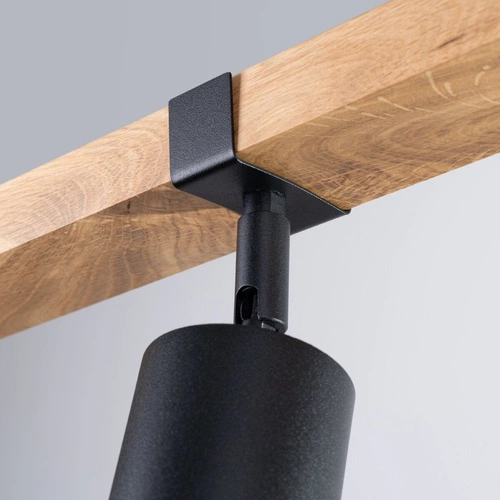 Plafon sufitowy FAGER 3 czarny skandynawski z drewnem do salonu i sypialni SOLLUX