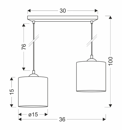 Lampa sufitowa Legno nowoczesna z abażurem orzechowym 2-punktowa do salonu i jadalni