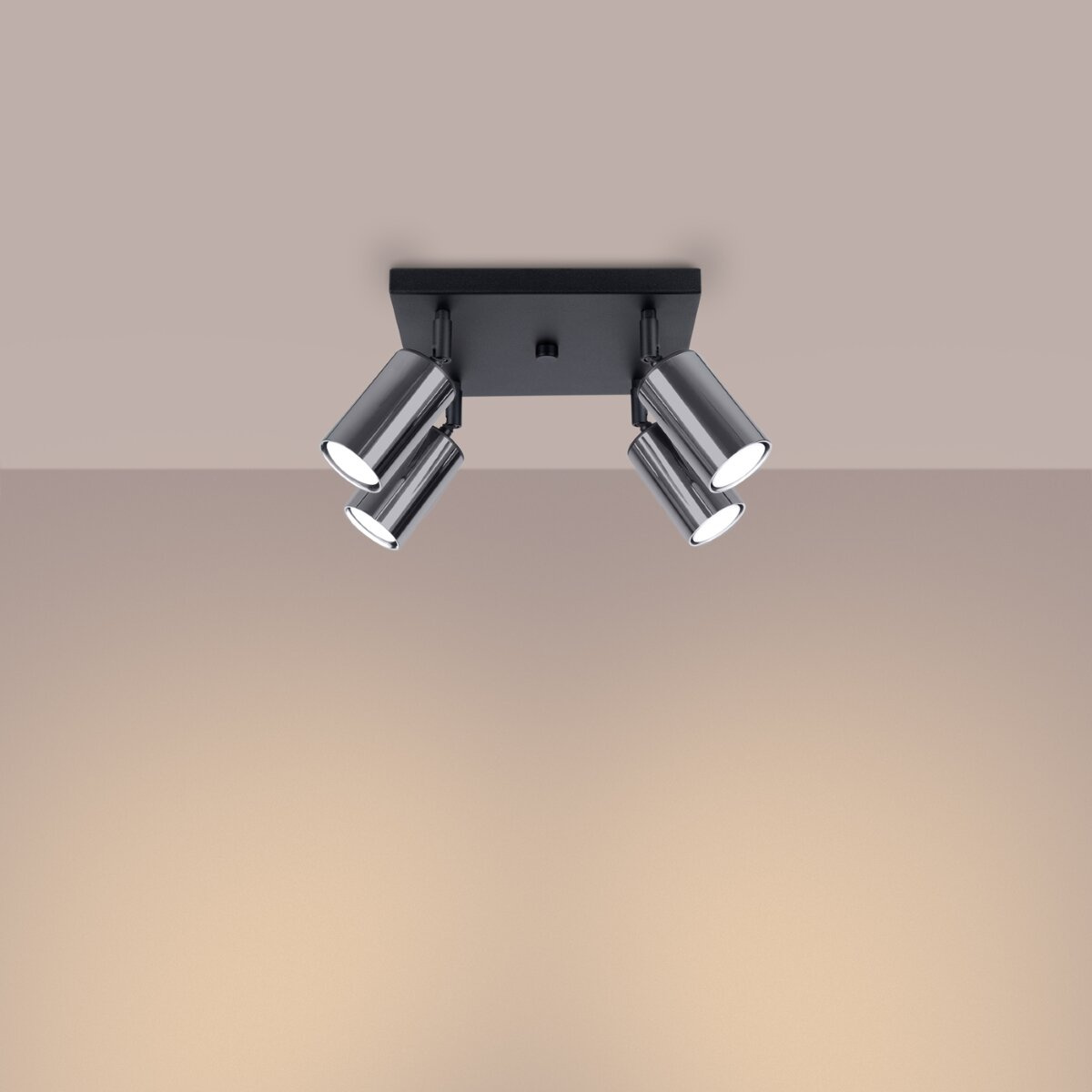 Plafon sufitowy WINX 4 czarny/chrom nowoczesny metalowy do salonu i sypialni regulowany