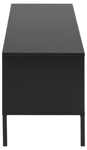 Szafka RTV czarna Seaford 140 cm nowoczesna z szufladą i półką do salonu Actona