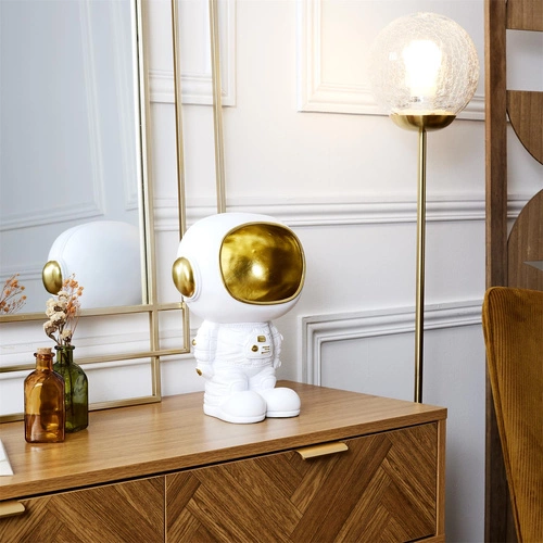 Figurka dekoracyjna astronauta Intesi biała złota z funkcją przechowywania do salonu 28 cm