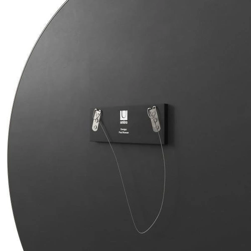 Lustro okrągłe Hubba Umbra 86 cm nowoczesne do przedpokoju w srebrnej ramie na ścianę