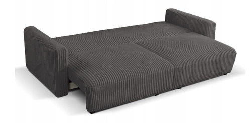 Sofa rozkładana Loppie sztruksowa z funkcją spania do salonu szara ciemna nowoczesna
