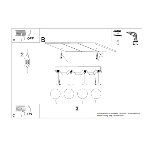 Plafon sufitowy BULBO 4 nowoczesny okrągły drewniany do salonu i sypialni Sollux