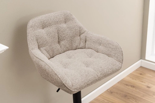 Hoker tapicerowany Brooke beżowy z oparciem, regulowany, obrotowy do kuchni i wyspy Actona