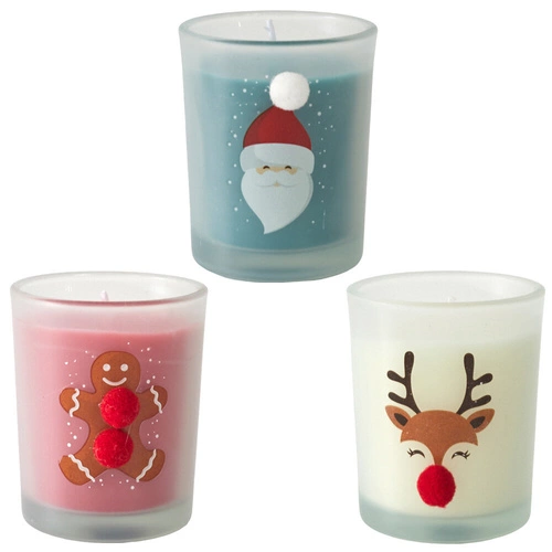 Świeca zapachowa świąteczna czerwona z pierniczkiem Intesi w szkle dekoracyjna