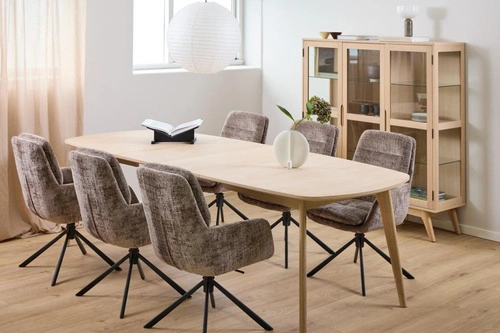 Actona Edgar krzesło obrotowe do jadalni tapicerowane brązowe loft