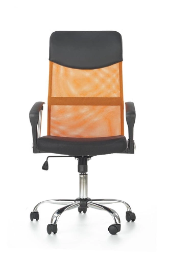 Fotel biurowy ergonomiczny obrotowy Spiner Intesi pomarańczowy skórzany z regulacją do biura