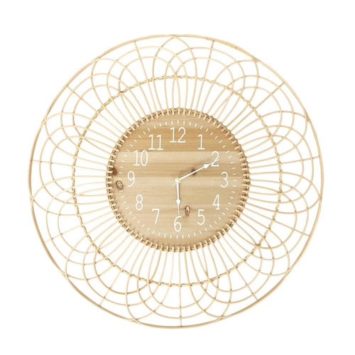 Zegar ścienny boho z drewna Boho Mauu Intesi 70 cm nowoczesny zegar do salonu