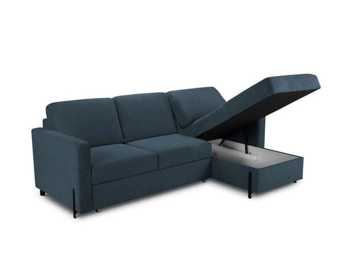 Narożnik z funkcją spania Gabriel Blue Structured Fabric prawostronny