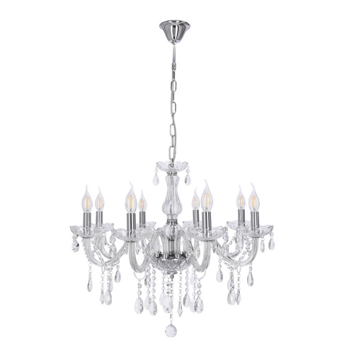 Lampa wisząca Cristallo chromowy 8x40W  E14 transparentny