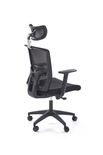 Fotel biurowy ergonomiczny obrotowy Scienne czarny z zagłówkiem i regulacją Intesi