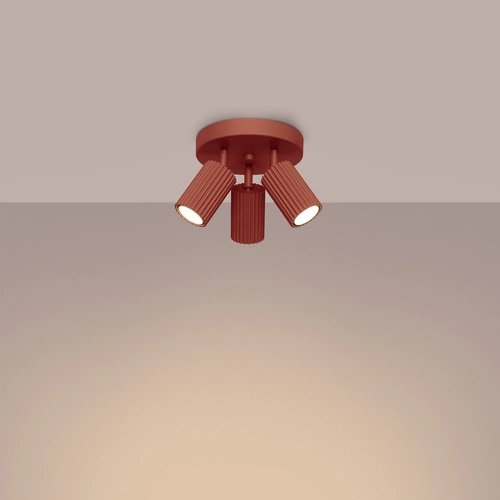 Plafon sufitowy KARBON 3P czerwony minimalistyczny do salonu i sypialni ruchomy klosz