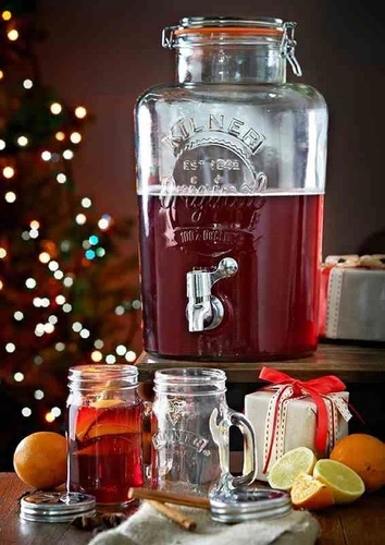 Szklany słój do napojów z kranikiem KILNER 8l transparentny na lemoniadę i przyjęcia prowansalski