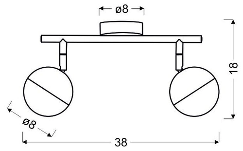 Lampa sufitowa Party listwa 2x3W LED rgb główka okrągła 1e z przegubem kd system chrom