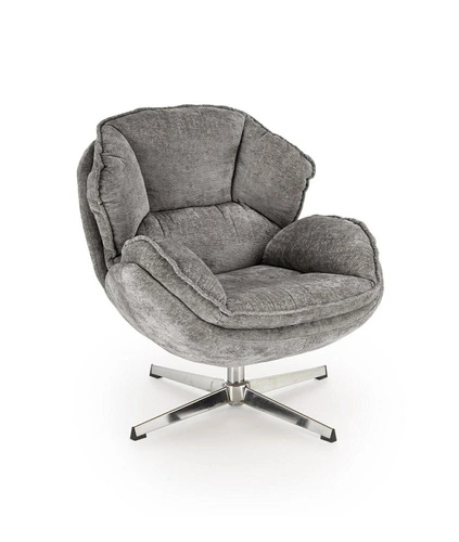 Fotel wypoczynkowy Offred szary nowoczesny do salonu tapicerowany minimalistyczny Intesi