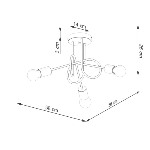 Żyrandol do salonu EMBER 3 czarny minimalistyczny z drewnem 3-punktowy Sollux Lighting