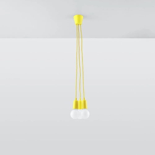 Lampa wisząca Diego żółta regulowana 3-punktowa do salonu, kuchni lub nad wyspę